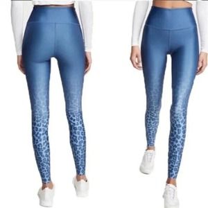 Good American Women's Blue Cheetah Print High Waist Athletic Leggings Size 2